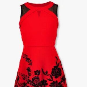 Holiday Dress - Amy Byer Sleeveless Red Dress/Black Velvet Flowers US10 Girls